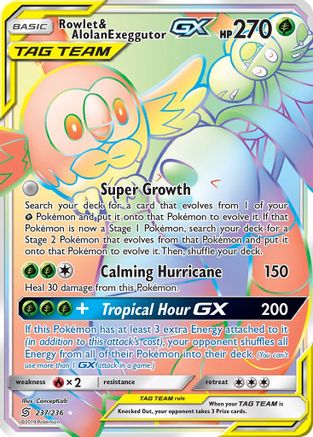 Rowlet & Alolan Exeggutor GX (Secret) 237 [SM  Unified Minds]  - Holofoil