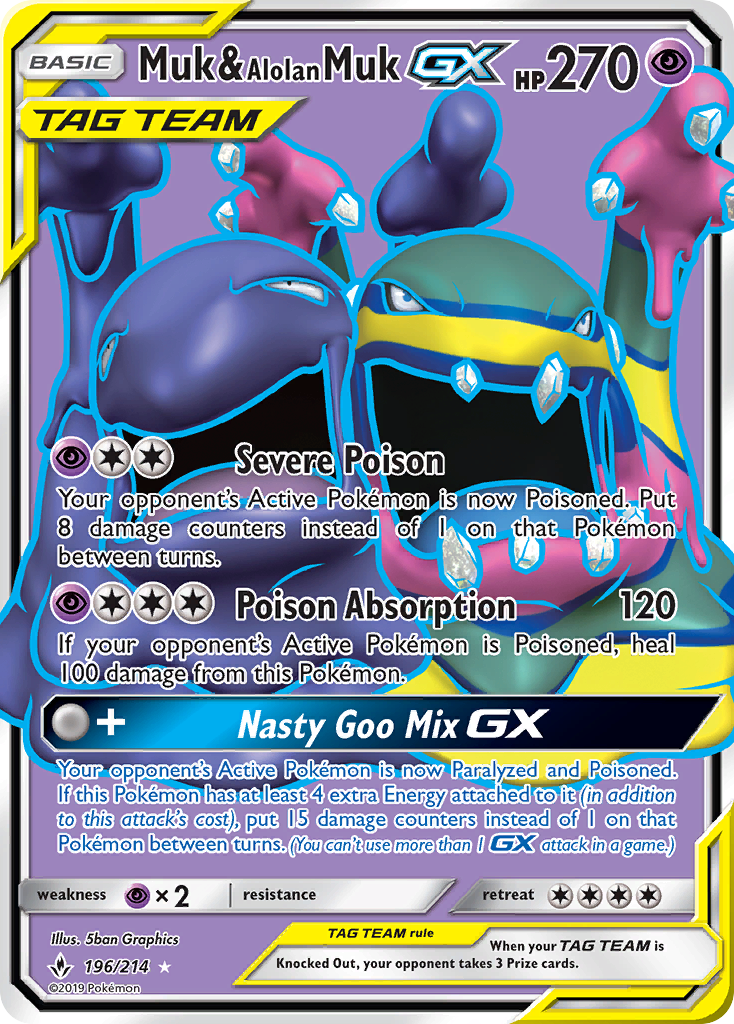 Muk & Alolan Muk GX (196) (Full Art) 196 [SM  Unbroken Bonds]  - Holofoil