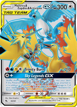 Moltres & Zapdos & Articuno GX (Full Art) 066/68 [Hidden Fates]  - Holofoil
