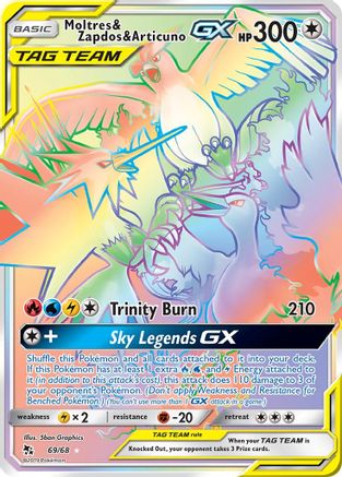Moltres & Zapdos & Articuno GX (Secret) 069/68 [Hidden Fates]  - Holofoil
