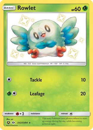 Rowlet SV2/SV94 [Hidden Fates Shiny Vault]  - Holofoil
