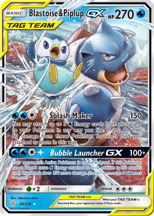 Blastoise & Piplup GX 038/236 [SM  Cosmic Eclipse]  - Holofoil