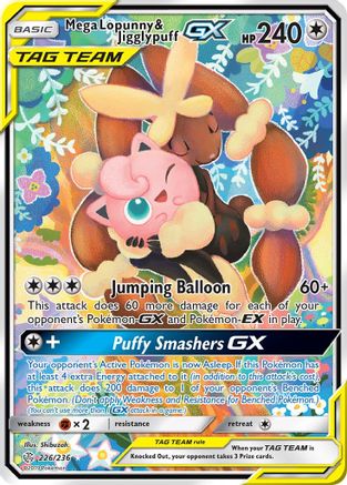 Mega Lopunny & Jigglypuff GX (Alternate Full Art) 226 [SM  Cosmic Eclipse]  - Holofoil
