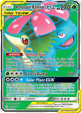Venusaur & Snivy GX (Full Art) 210 [SM  Cosmic Eclipse]  - Holofoil