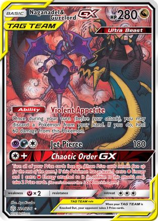 Naganadel & Guzzlord GX (Alternate Full Art) 224 [SM  Cosmic Eclipse]  - Holofoil