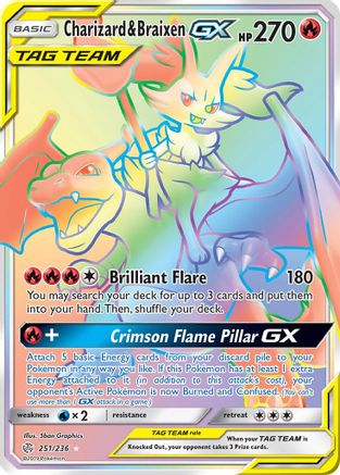 Charizard & Braixen GX (Secret) 251 [SM  Cosmic Eclipse]  - Holofoil