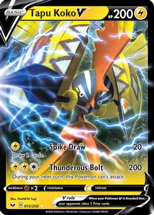 Tapu Koko V 072/202 [SWSH01 Sword & Shield Base Set]  - Holofoil
