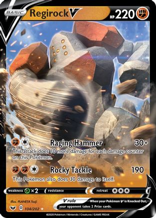 Regirock V 104/202 [SWSH01 Sword & Shield Base Set]  - Holofoil