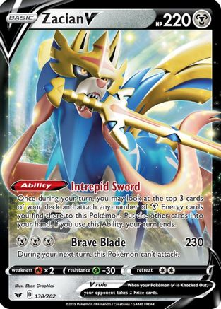 Zacian V 138/202 [SWSH01 Sword & Shield Base Set]  - Holofoil