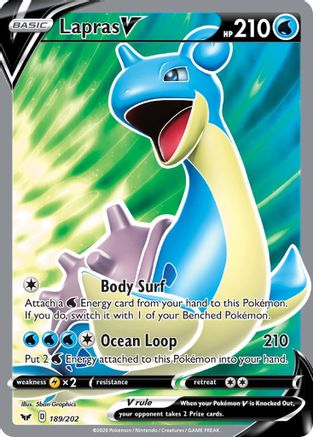 Lapras V (Full Art) 189/202 [SWSH01 Sword & Shield Base Set]  - Holofoil