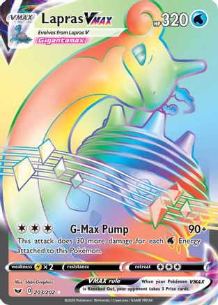 Lapras VMAX (Secret) 203/202 [SWSH01 Sword & Shield Base Set]  - Holofoil