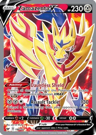 Zamazenta V (Full Art) 196/202 [SWSH01 Sword & Shield Base Set]  - Holofoil