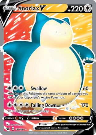 Snorlax V (Full Art) 197/202 [SWSH01 Sword & Shield Base Set]  - Holofoil