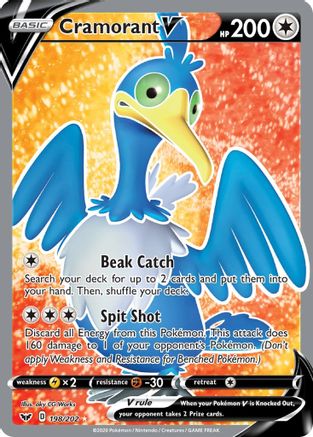 Cramorant V (Full Art) 198/202 [SWSH01 Sword & Shield Base Set]  - Holofoil