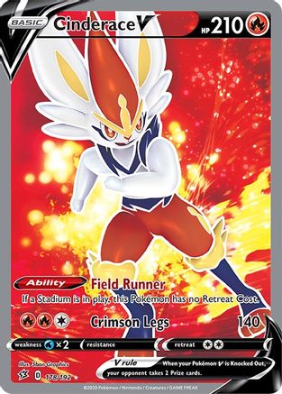 Cinderace V (Full Art) 178/192 [SWSH02 Rebel Clash]  - Holofoil