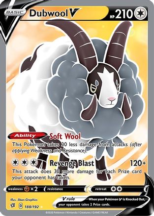 Dubwool V (Full Art) 188/192 [SWSH02 Rebel Clash]  - Holofoil