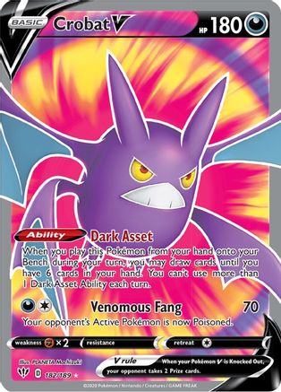 Crobat V (Full Art) 182/189 [SWSH03 Darkness Ablaze]  - Holofoil