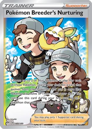 Pokemon Breeder's Nurturing (Full Art) 188/189 [SWSH03 Darkness Ablaze]  - Holofoil