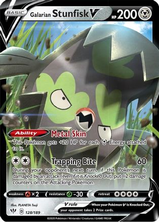 Galarian Stunfisk V 128/189 [SWSH03 Darkness Ablaze]  - Holofoil