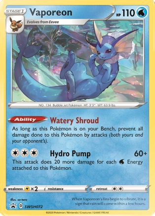 Vaporeon SWSH072 [SWSH Sword & Shield Promo Cards]  - Holofoil