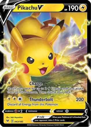 Pikachu V 043/185 [SWSH04 Vivid Voltage]  - Holofoil