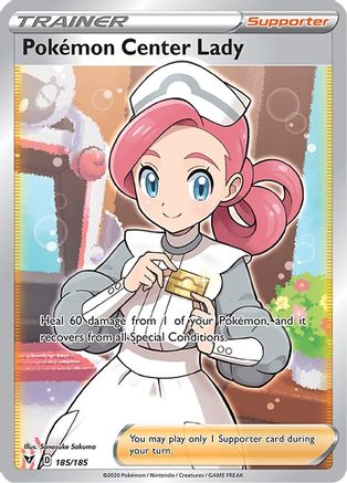 Pokemon Center Lady (Full Art) 185/185 [SWSH04 Vivid Voltage]  - Holofoil
