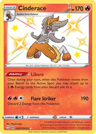 Cinderace SV017/SV122 [Shining Fates Shiny Vault]  - Holofoil