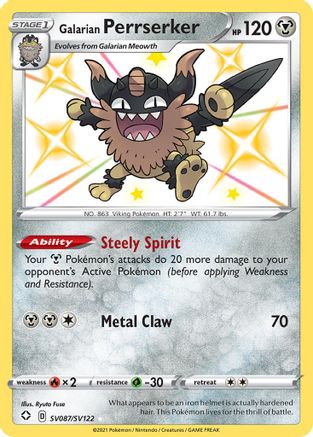 Galarian Perrserker SV087/SV122 [Shining Fates Shiny Vault]  - Holofoil
