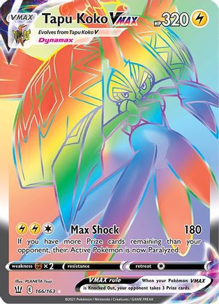Tapu Koko VMAX (Secret) 166/163 [SWSH05 Battle Styles]  - Holofoil