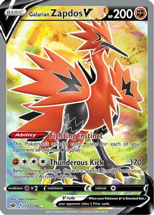 Galarian Zapdos V (Full Art) 173/198 [SWSH06 Chilling Reign]  - Holofoil