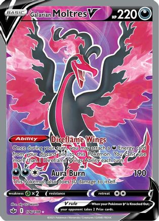 Galarian Moltres V (Full Art) 176/198 [SWSH06 Chilling Reign]  - Holofoil