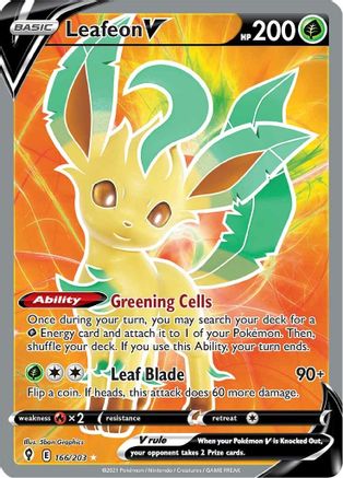 Leafeon V (Full Art) 166/203 [SWSH07 Evolving Skies]  - Holofoil