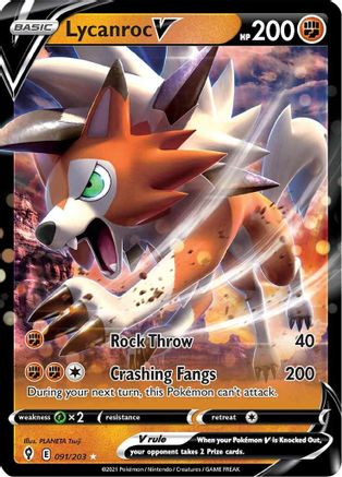 Lycanroc V 091/203 [SWSH07 Evolving Skies]  - Holofoil
