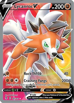 Lycanroc V (Full Art) 187/203 [SWSH07 Evolving Skies]  - Holofoil
