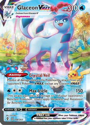 Glaceon VMAX (Alternate Art Secret) 209/203 [SWSH07 Evolving Skies]  - Holofoil