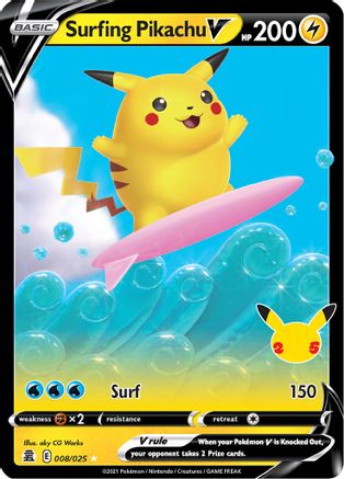Surfing Pikachu V 008/025 [Celebrations]  - Holofoil