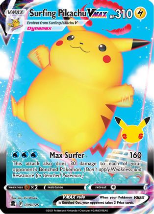 Surfing Pikachu VMAX 009/025 [Celebrations]  - Holofoil