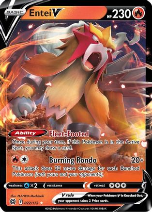 Entei V 022/172 [SWSH09 Brilliant Stars]  - Holofoil