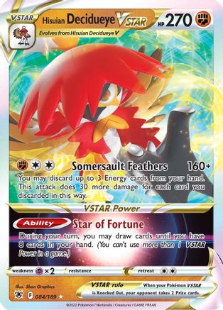 Hisuian Decidueye VSTAR 084/189 [SWSH10 Astral Radiance]  - Holofoil