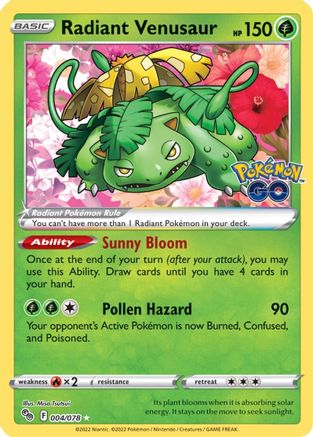 Radiant Venusaur 004/078 [Pokemon GO]  - Holofoil