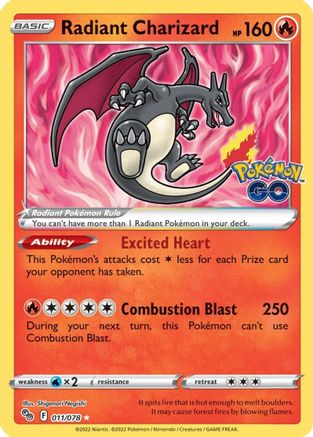 Radiant Charizard 011/078 [Pokemon GO]  - Holofoil