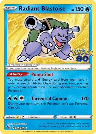 Radiant Blastoise 018/078 [Pokemon GO]  - Holofoil