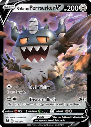 Galarian Perrserker V 129/196 [SWSH11 Lost Origin]  - Holofoil