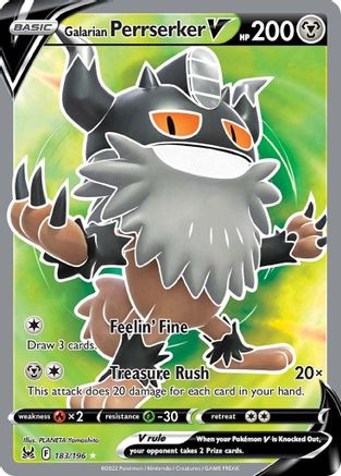 Galarian Perrserker V (Full Art) 183/196 [SWSH11 Lost Origin]  - Holofoil