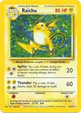 Raichu 014/102 [Base Set]  - Holofoil