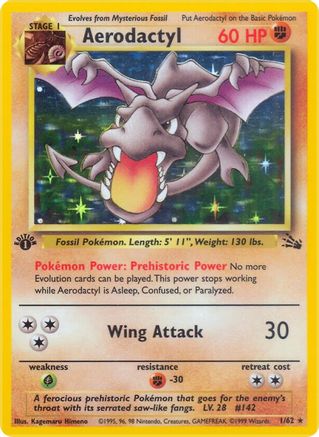 Aerodactyl (1) 001/62 [Fossil]  - 1st Edition Holofoil