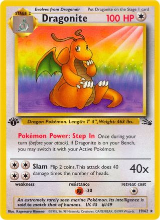 Dragonite (19) 019/62 [Fossil]  - 1st Edition