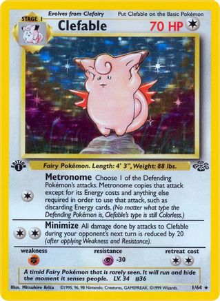 Clefable (1) 001/64 [Jungle]  - 1st Edition Holofoil