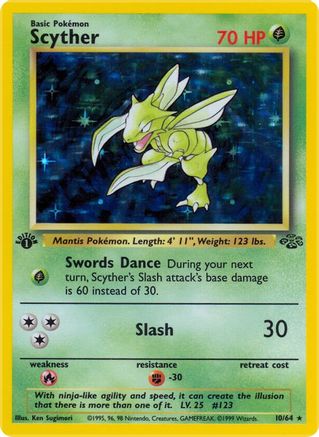 Scyther (10) 010/64 [Jungle]  - 1st Edition Holofoil