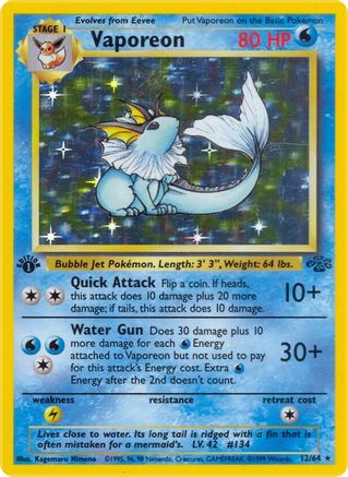 Vaporeon (12) 012/64 [Jungle]  - 1st Edition Holofoil